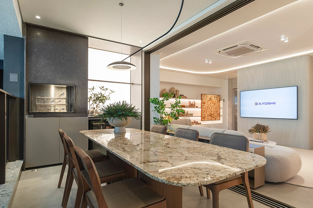 Sala integrada do Altana, empreendimento no bairro sustentável de Maringá